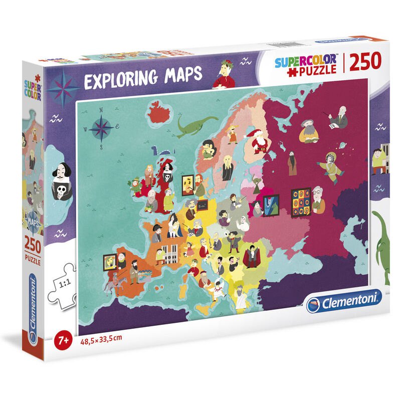Europe CLEMENTONI /"Exploring Maps/" 250 Piece Jigsaw Puzzle NEW /& SEALED