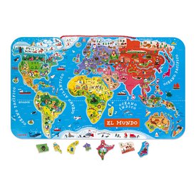 Janod Magnetisches Weltkarten-Puzzle, Spanische Version