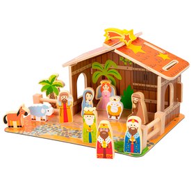 Woomax Nativity Wooden Scene 20 Pieces