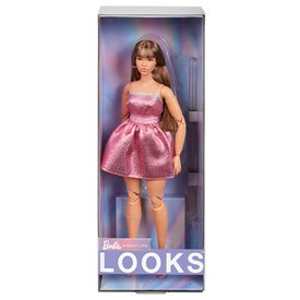 Barbie Poupée Mini-robe Rose Courbée Looks 24
