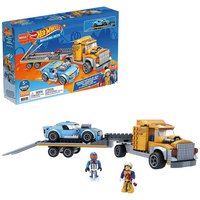Mega construx Hot Wheels Transport Truck And Car Toy Vehicles 180 Building Blocks With 2 Figures