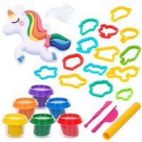Playgo Kit 6 Plasticine Jars With Unicorn Mold And Accessories