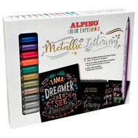 Alpino Set Lettering Metallic 12 Double-Ended Markers And Accessories