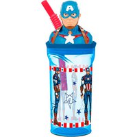 Stor Avengers Captain America Glass Straw Figure 3D 360ml