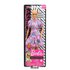 Barbie Alopecic Fashionista with Floral Dress. Puffed Sleeves. and Toy Fashion Accessories